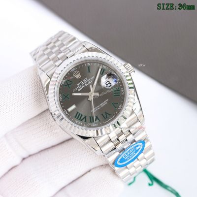 Clean Factory Rolex Datejust 2836 Grey Face Watch 36mm 